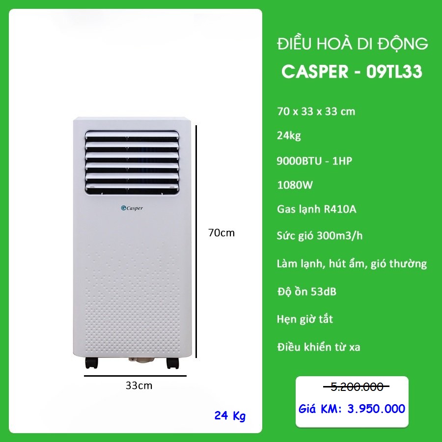 Điều hòa di động Casper 9000 BTU - Casper PC-09TL33